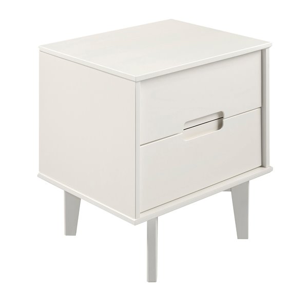 Walker Edison 2 Drawer Groove Handle Wood Nightstand White Lwr2dslnswh Rona