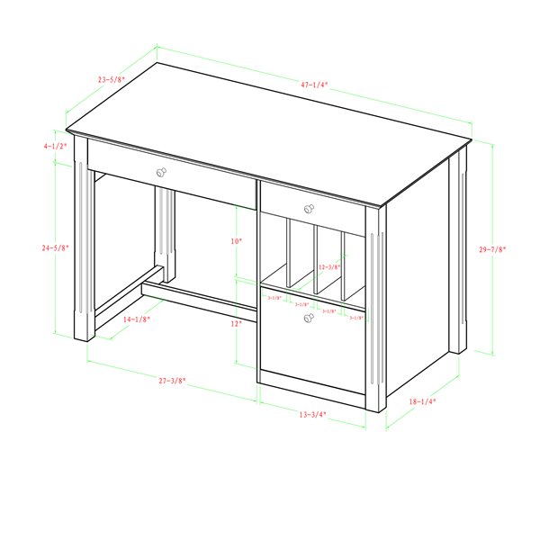 Walker edison dw48d30wh deluxe 2024 white wood computer desk