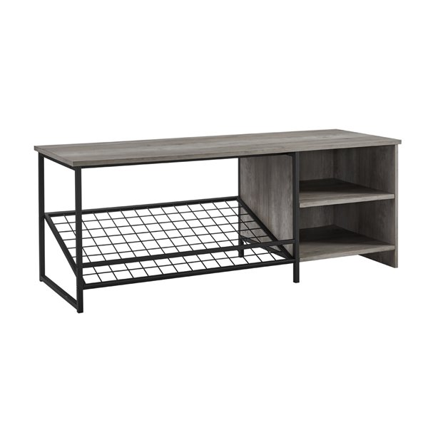 Walker Edison 48 In Industrial Entry Bench With Shoe Storage Grey Wash Lw48clygw Rona