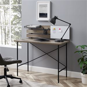 42-in Modern Slat Back Adjustable Storage Writing Desk - Grey Wash