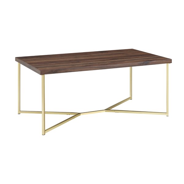 Walker Edison Mid Century Modern Coffee Table - 42-in - Dark Walnut ...