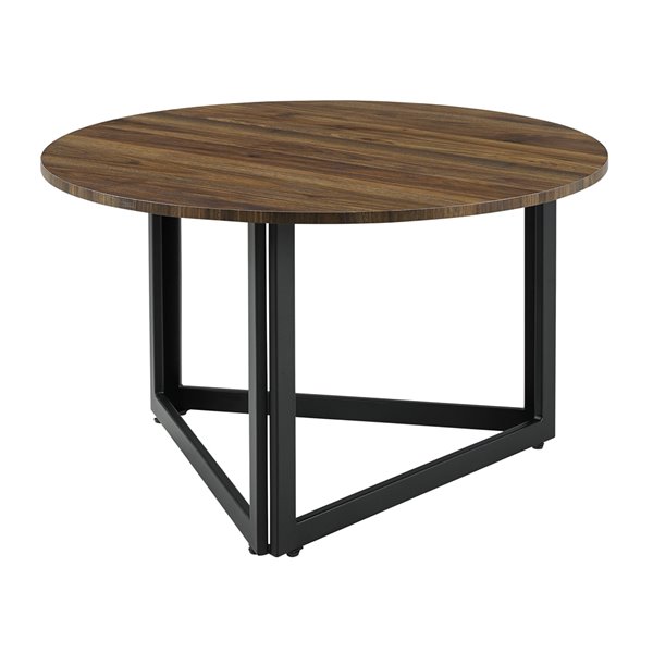Walker Edison Modern Metal Base Round, Round Wood Coffee Table With Metal Base