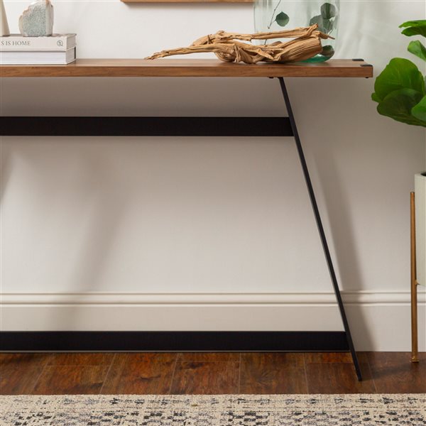 46-in Modern Industrial Entryway Table - Rustic Oak