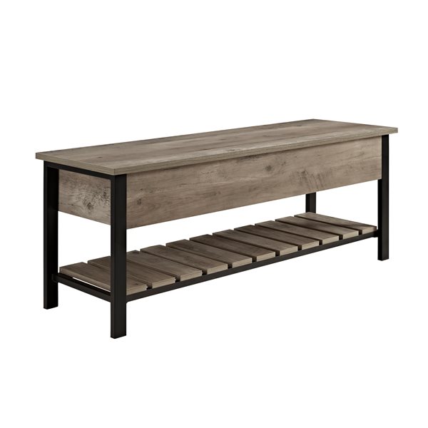 48-in Open-Top Storage Bench with Shoe Shelf  - Gray Wash