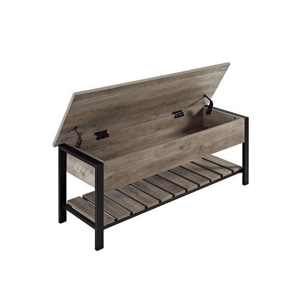 48-in Open-Top Storage Bench with Shoe Shelf  - Gray Wash
