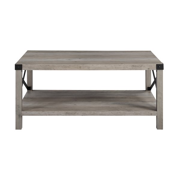 Walker Edison Rustic Urban Industrial Metal Coffee Table - 40-in - Grey Wash/Black