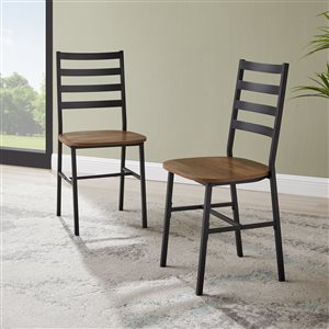 Slat Back Metal and Wood Dining Chair, 2-Pack - Reclaimed Barnwood
