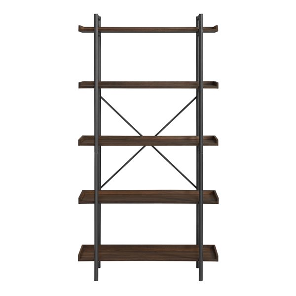 WALKER EDISON 68-in Urban Pipe Bookshelf - Dark Walnut LWS68UPDW