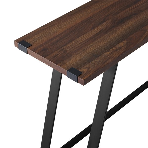 46-in Modern Industrial Entryway Table - Dark Walnut