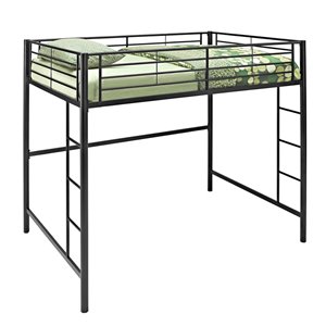 Premium Metal Full Size Loft Bed - Black