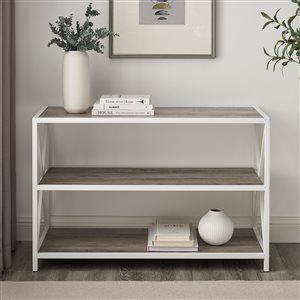 Walker Edison Industrial Wood Bookcase - 40-in - Grey and White