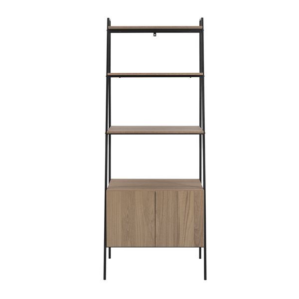 72-in Industrial Wood Ladder Bookcase - Mocha