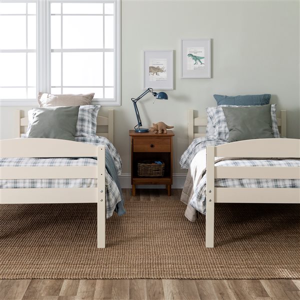 Solid Wood Twin over Twin Bunk Bed - White