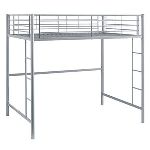 Premium Metal Full Size Loft Bed - Silver