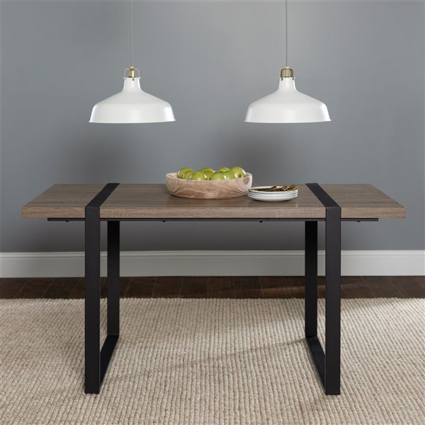 60-in Industrial Metal Wood Dining Table - Driftwood