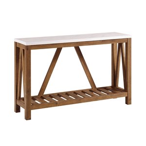52-in A-Frame Rustic Entry Console Table - Marble/Walnut