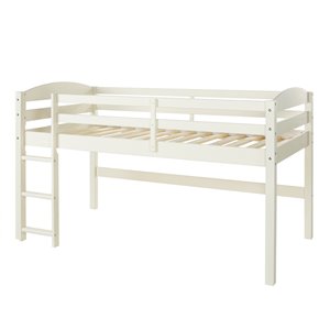Solid Wood Low Loft Twin Bed - White