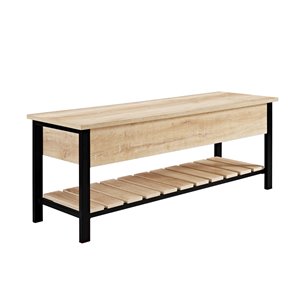48-in Open-Top Storage Bench with Shoe Shelf  - White Oak
