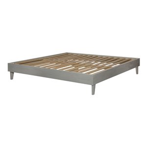 Solid Wood King Platform Bed - Grey Brush