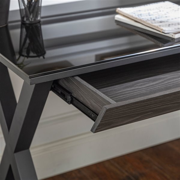 WALKER EDISON Home Office 48in Glass Metal Computer Desk Black