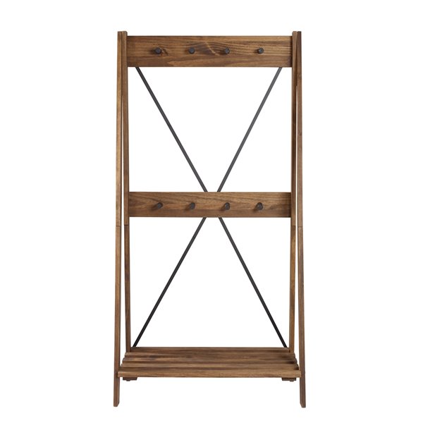 68-in Solid Wood Angled Hall Tree - Brown