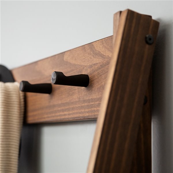 WALKER EDISON 68in Solid Wood Angled Hall Tree Brown LWT68FRABR RONA