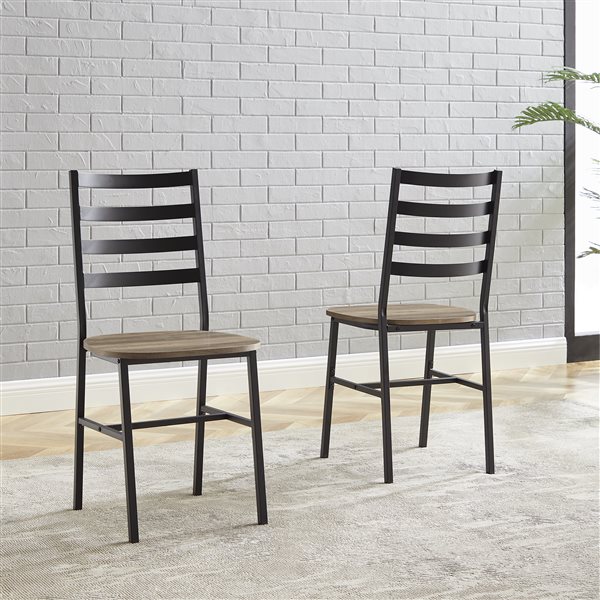 Metal And Wood Dining Chair, Gray Wash Wood Dining Chairs