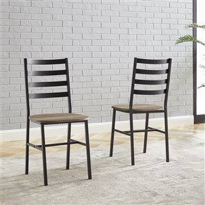 Slat Back Metal and Wood Dining Chair, 2-Pack - Grey Wash