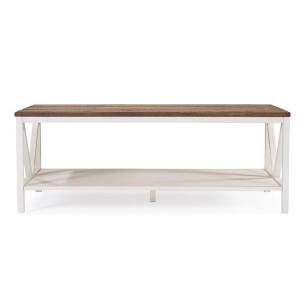 Walker Edison Farmhouse Coffee Table 48in Reclaimed Barnwood/White Wash LWF48NATCTWWR RONA