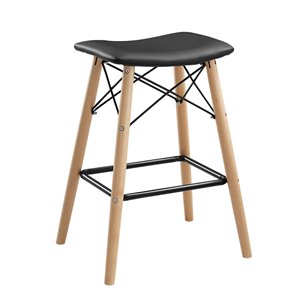 26-in Mid Century Modern Faux Leather Solid Wood Metal Kitchen Counter Stool