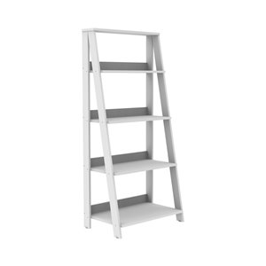 55-in Wood Ladder Bookshelf - White