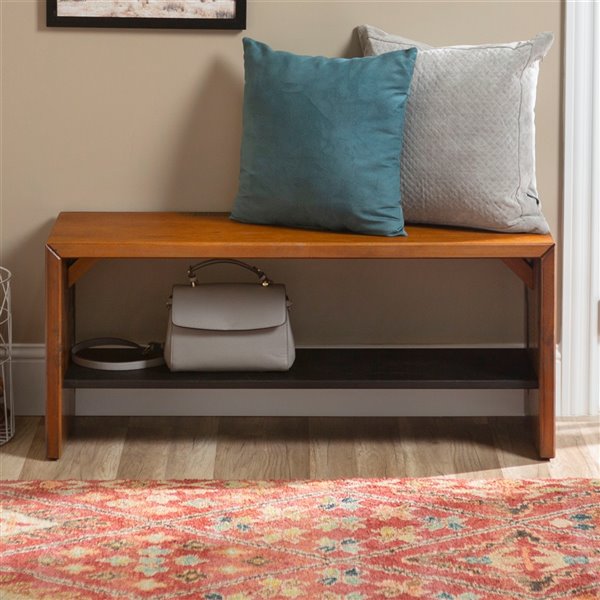42-in Solid Rustic Reclaimed Wood Entry Bench - Amber