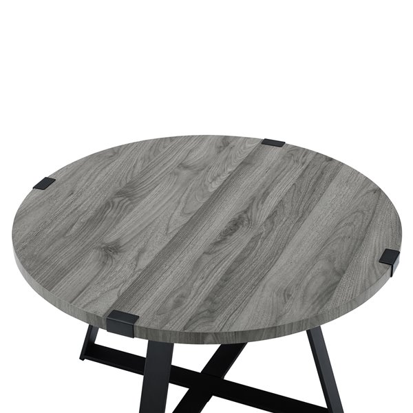 Walker Edison Rustic Round Coffee Table, Rustic Grey Coffee Table And End Tables