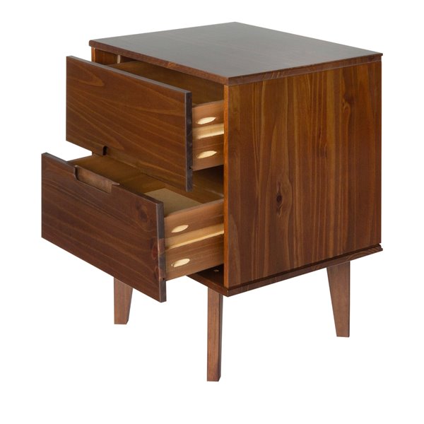 Mid Century Modern Wood Nightstand - Walnut