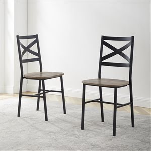 Industrial Wood Dining Chair, Set of 2 - Grey Wash