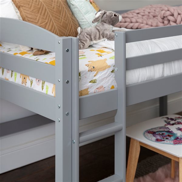 Solid Wood Low Loft Twin Bed - Grey