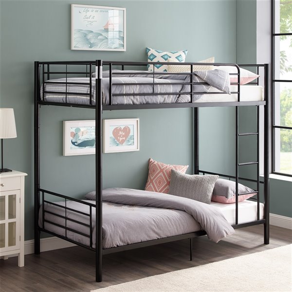 Premium Metal Twin over Twin Bunk Bed - Black