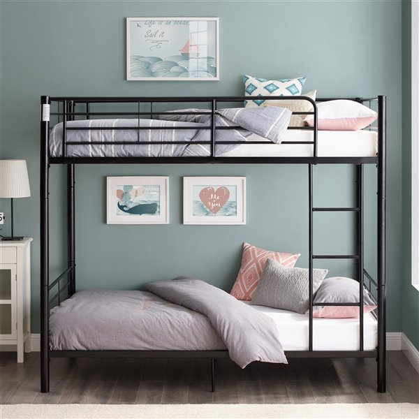 Premium Metal Twin over Twin Bunk Bed - Black