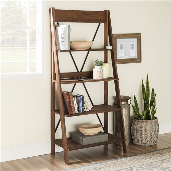 Walker Edison Solid Wood Ladder, Ladder Bookcase Instructions