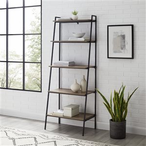 72-in Industrial Ladder Bookcase - Grey Wash