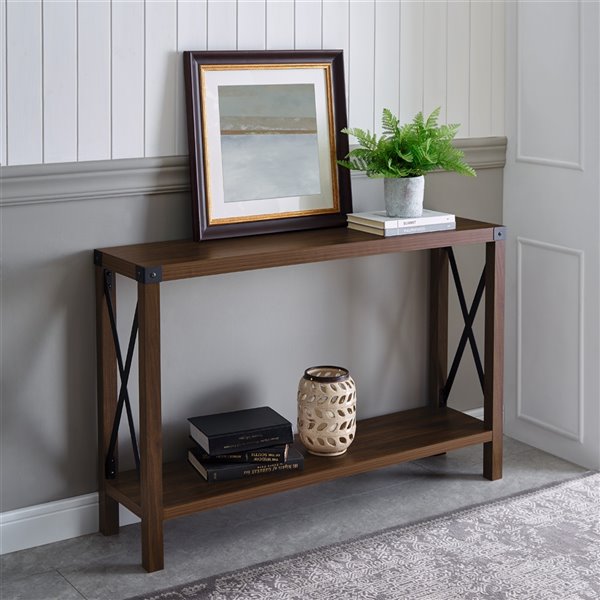 46-in Rustic Farmhouse Entryway Table - Dark Walnut