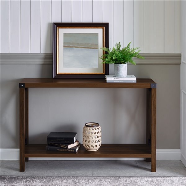 46-in Rustic Farmhouse Entryway Table - Dark Walnut