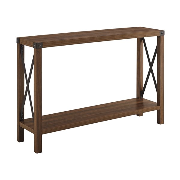 46-in Rustic Farmhouse Entryway Table - Dark Walnut