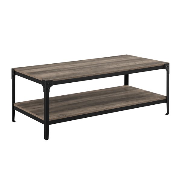 Walker Edison Angle Iron Rustic Wood Coffee Table - Grey Wash
