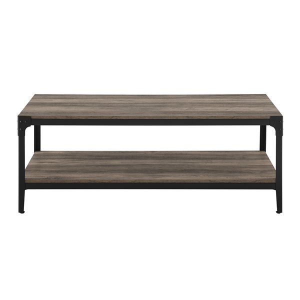 Walker Edison Angle Iron Rustic Wood Coffee Table - Grey Wash