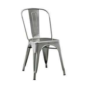 Stackable Metal Café Bistro Chair - Gun Metal Grey
