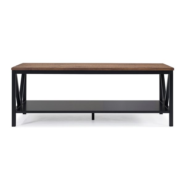 Walker Edison Farmhouse Coffee Table 48in Reclaimed Barnwood/Black LWF48NATCTBRO RONA
