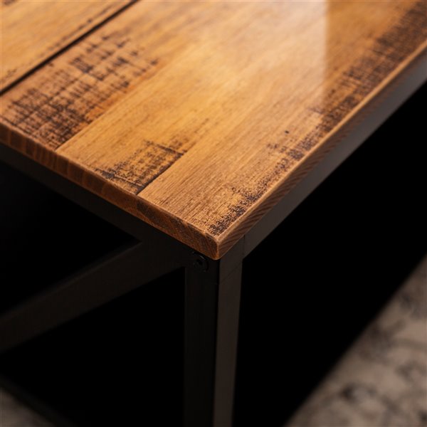 Walker Edison Farmhouse Coffee Table 48in Reclaimed Barnwood/Black LWF48NATCTBRO RONA