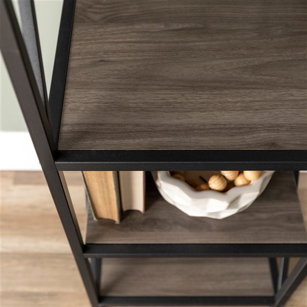 Walker Edison Metal Wood Bookcase - 61-in - Slate Grey