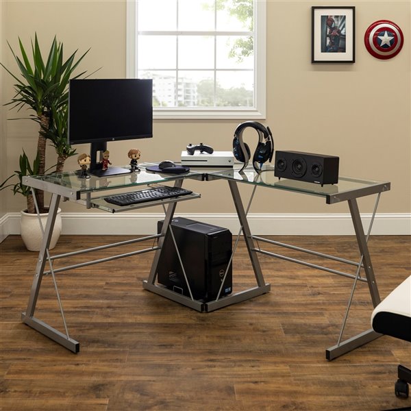 WALKER EDISON Home Office L-Shaped Corner Computer Desk - Silver LW51L29 |  RONA